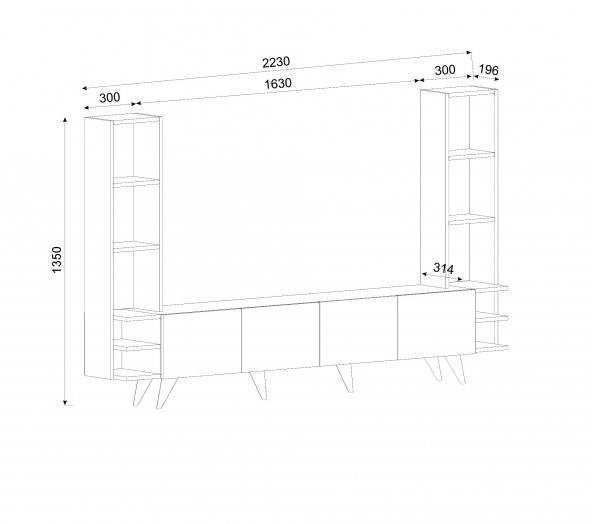 DEKORMİA PASSİON TV ÜNİTESİ BEYAZ CEVİZ 223 CM - Resim 3