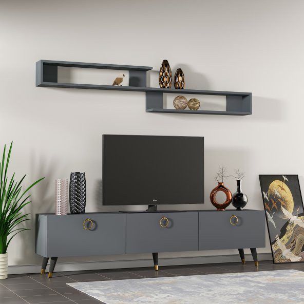 DEKORMİA LAYN TV ÜNİTESİ ANTRASİT 150 CM - Resim 2
