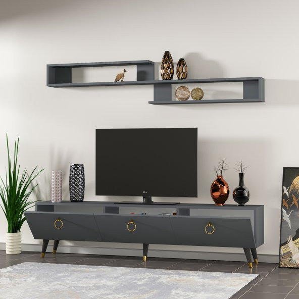 DEKORMİA LAYN TV ÜNİTESİ ANTRASİT 150 CM - Resim 3
