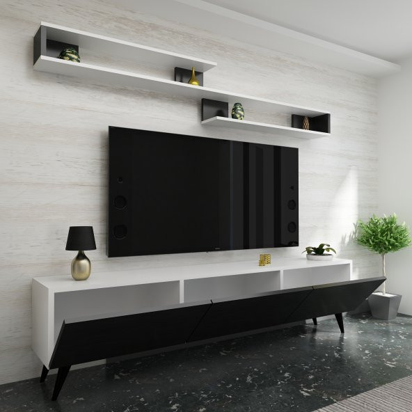 İdeal Tv Ünitesi X2032 Beyaz TR Antrasit - Resim 2