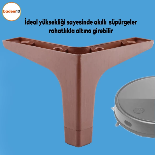 Sedef Lüks Mobilya Kanepe Sehpa Tv Ünitesi Koltuk Ayağı 12 Cm Ahşap Desenli Ceviz Baza Ayakları - Resim 3