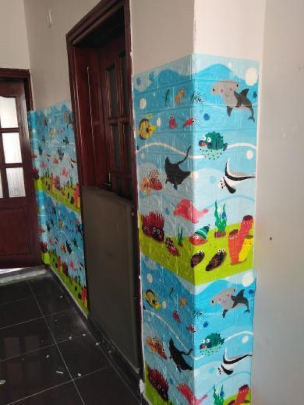 Renkli Duvarlar 70x77cm (0,53m2) Kendinden Yapışkanlı Çocuk Odası Esnek Sünger Duvar Paneli - 5