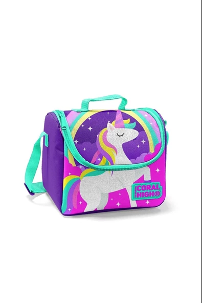 Coral High Lacivert Unicorn Desenli Beslenme Okul Çantası Kalemlik + Matara - 3