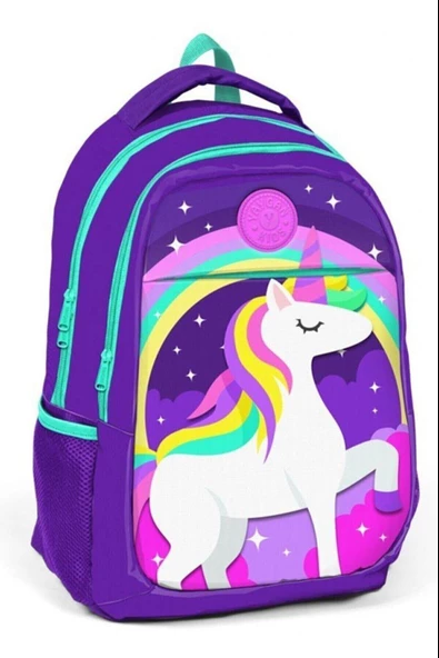 Coral High Lacivert Unicorn Desenli Beslenme Okul Çantası Kalemlik + Matara - 2