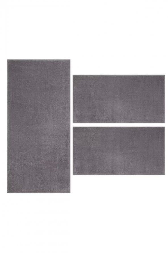 Orkide Home Modern Dekoratif Halı Jel Kaymaz Taban Açık Gri Yatak Odası Seti - 2