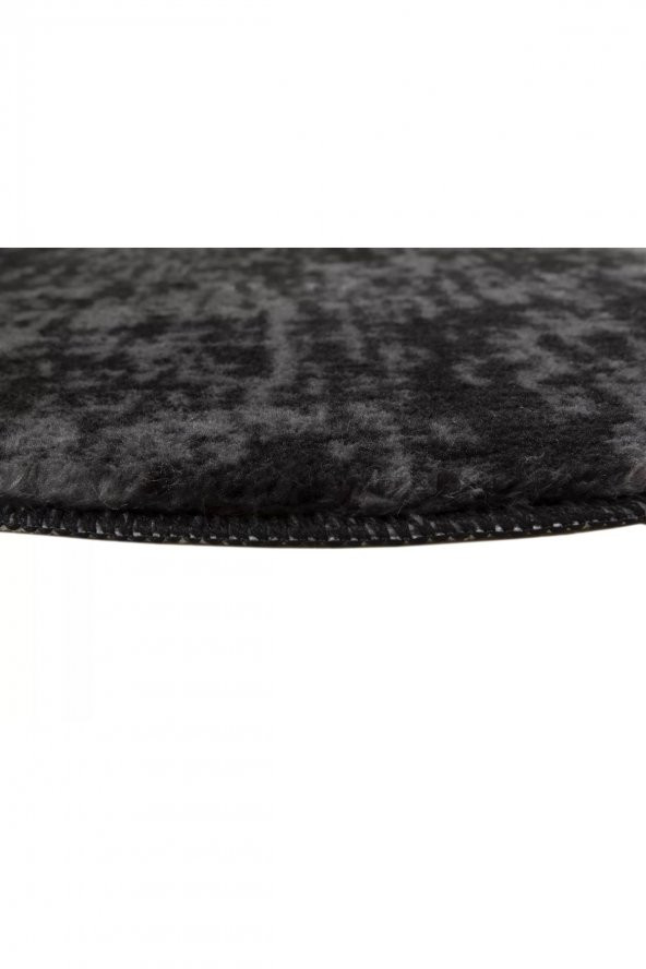 Orkide Home Modern Dekoratif Halı Jel Kaymaz Taban Peluş Puffy Kalp Model SİYAH GRİ Saçaklı Paspas T - 2