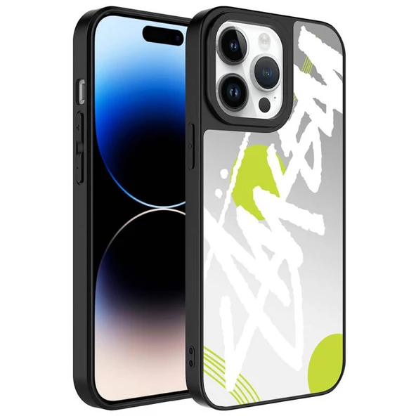 Apple iPhone 12 Pro Max Aynalı Desenli Kapak Yazı