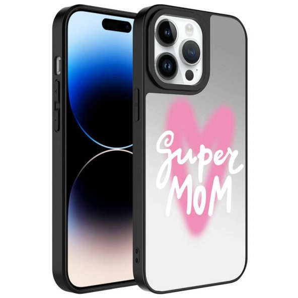 Apple iPhone 14 Pro Max Aynalı Desenli Kapak Mom