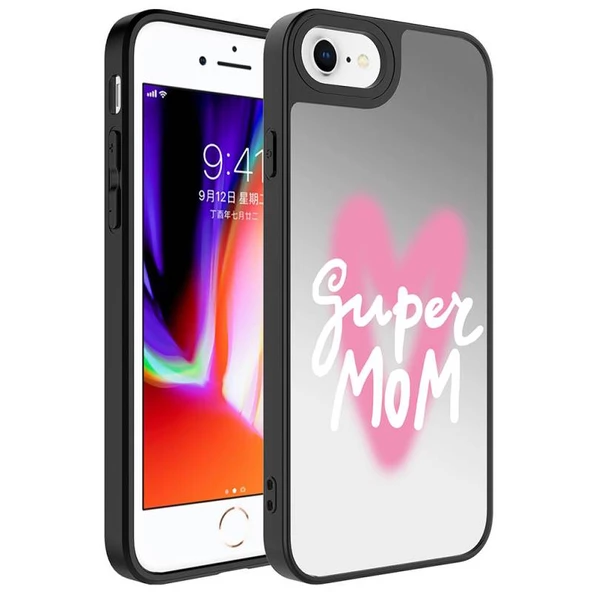 Apple iPhone 8 Aynalı Desenli Kapak Mom