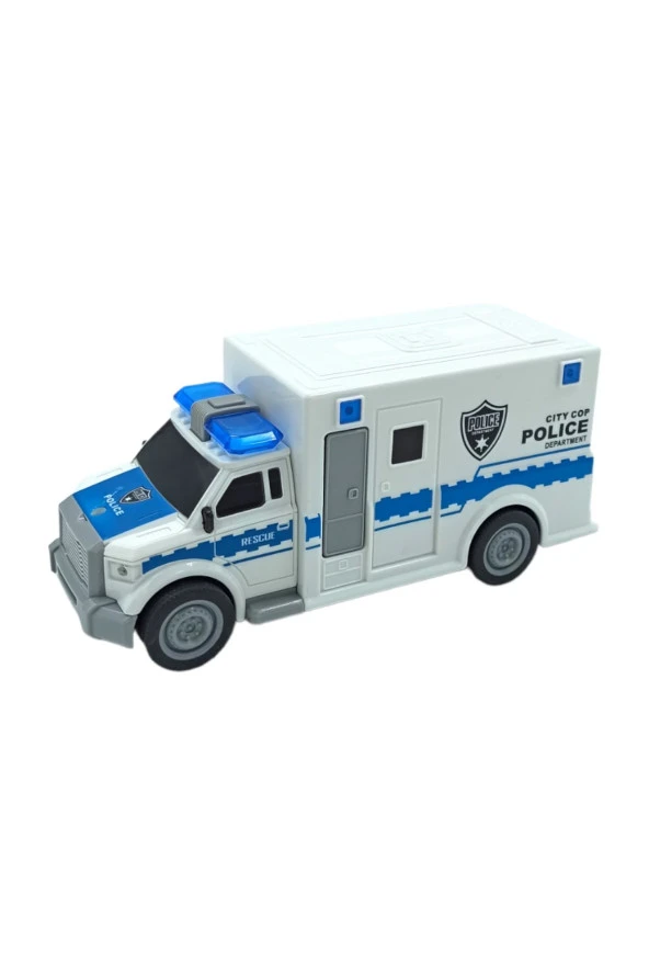 Oyuncak Kurtarıcı Polis Arabası Sesli Işıklı Sürtmeli Özellikli 20cm. Polis Otosu - 2