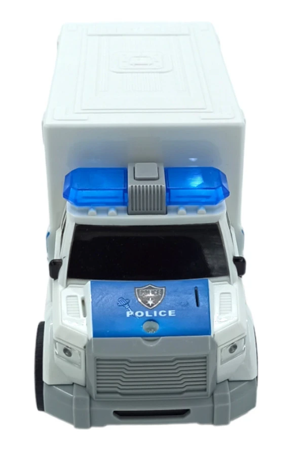 Oyuncak Kurtarıcı Polis Arabası Sesli Işıklı Sürtmeli Özellikli 20cm. Polis Otosu - 3