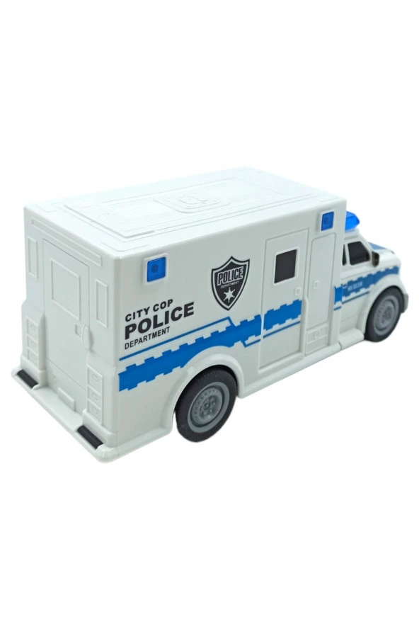 Oyuncak Kurtarıcı Polis Arabası Sesli Işıklı Sürtmeli Özellikli 20cm. Polis Otosu - 4