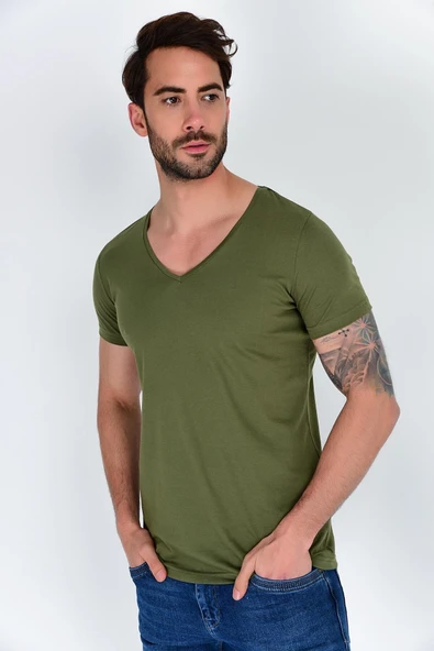 Süperlife Erkek V Yaka Dar Kalp Tişort SPR 246 - 9