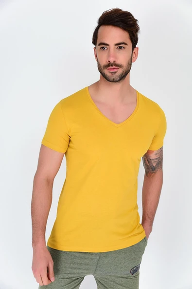 Süperlife Erkek V Yaka Dar Kalp Tişort SPR 246 - 5