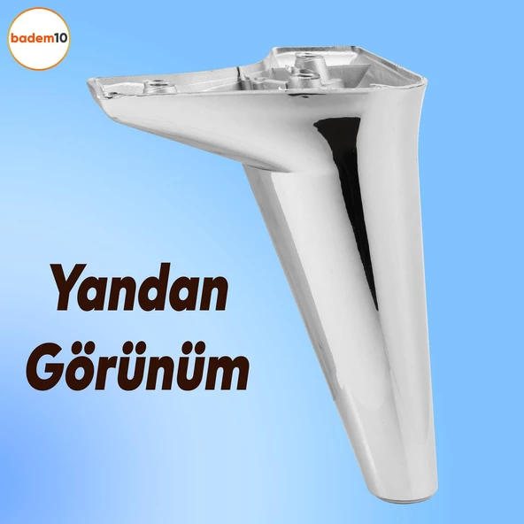 Aspen Lüks Mobilya Kanepe Koltuk Tv Ünitesi Baza Çekyat Ayağı Ayakları 15 Cm Krom (4 ADET) Plastik - Resim 7