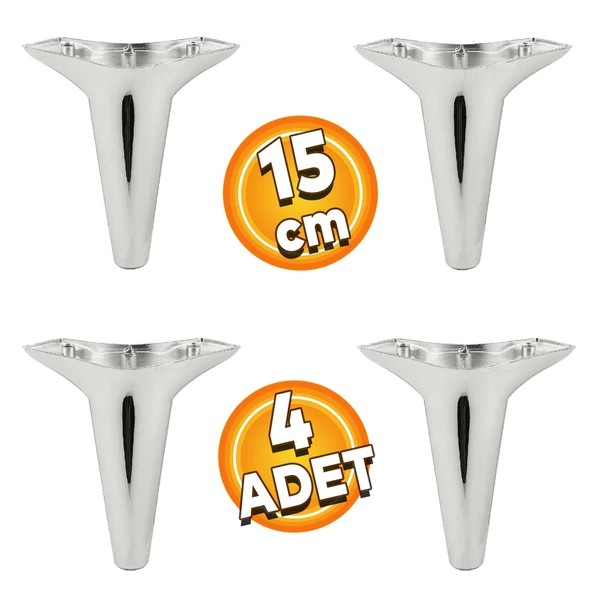 Aspen Lüks Mobilya Kanepe Koltuk Tv Ünitesi Baza Çekyat Ayağı Ayakları 15 Cm Krom (4 ADET) Plastik ürün görseli