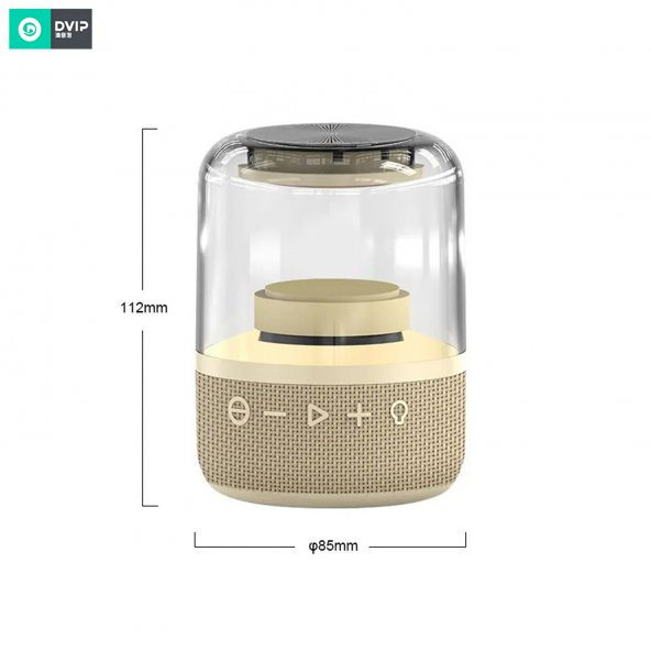 DVIP Q5 Taşınabilir Bluetooth 5.0 Hoparlör TF SD kart, 3,5mm Aux, Sesli Görüşme, RGB Light Show Krem - 3
