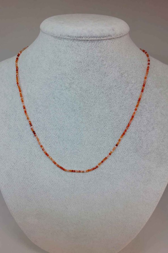 Akik Taşı 2mm 1000 Ayar Gümüş İpli Kolye (Klipsli) (23030) ürün görseli