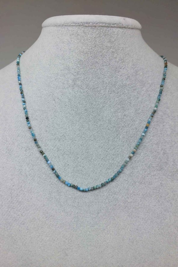 Apatit Taşı 2mm 1000 Ayar Gümüş İpli Kolye (Klipsli) ürün görseli