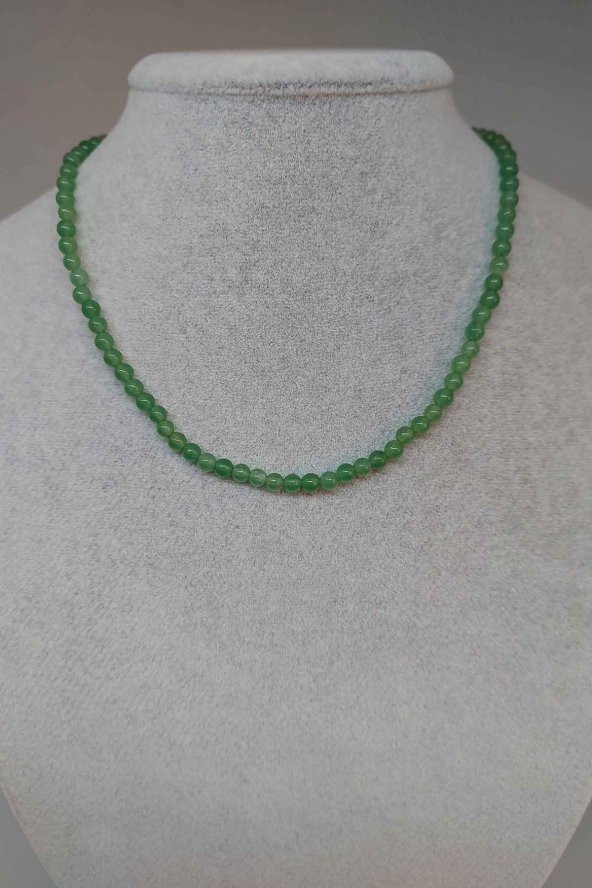 Aventurin Taşı 4mm 1000 Ayar Gümüş İpli Kolye (Klipsli) ürün görseli