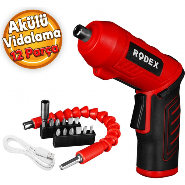 Rodex RDX3085 Akülü Vidalama Şarjlı Tornavida Vidalama Ucu (12 Parça)