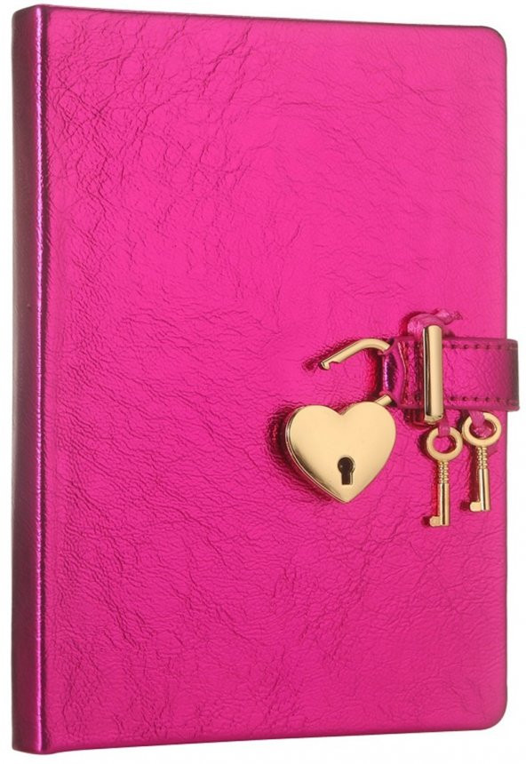 VJ VİCTORİAS JOURNALS HUSH HUSH KİLİTLİ METALİK DEFTER- KUTULU- 80GR. 160 YP.ÇİZG. PEMBE 1027