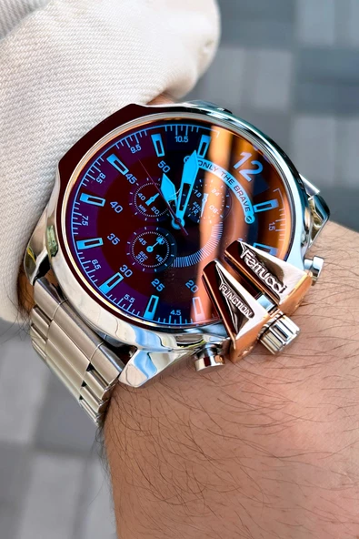 Ferrucci Fc.202301TN.05 Renkli Cam Erkek Kol Saati 3 Atm Su Geçirmezlik - Resim 4