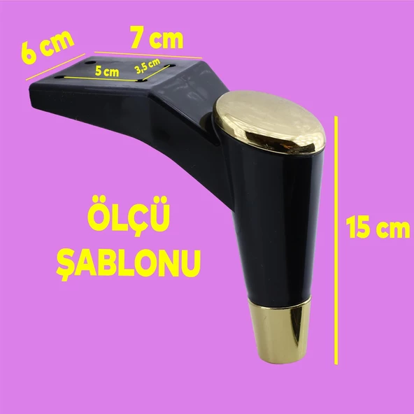 Maya Lüks Mobilya Kanepe Sehpa Tv Ünitesi Koltuk Ayağı 15 Cm Siyah Altın Baza Ayakları - Resim 2