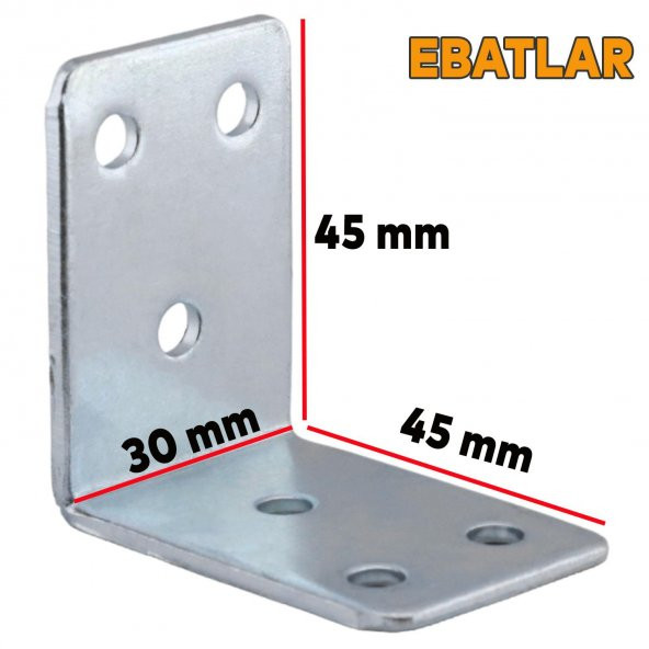 Mobilya Dolap Köşe Bağlantı Sabitleme L Demir Köşebent Gönye 45x45x30 mm (5 ADET) - 2