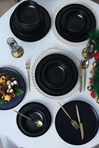 Keramika Nordic Mat Siyah Yemek Takımı 18 Parça 6 Kişilik 956 - 5