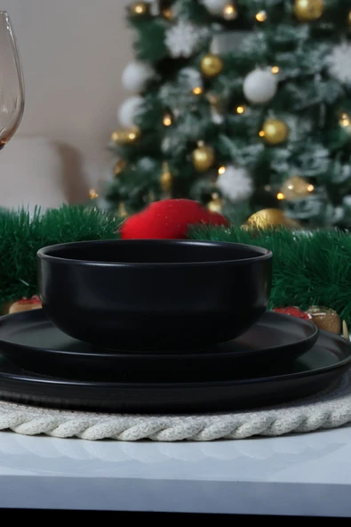 Keramika Nordic Mat Siyah Yemek Takımı 18 Parça 6 Kişilik 956 - 8