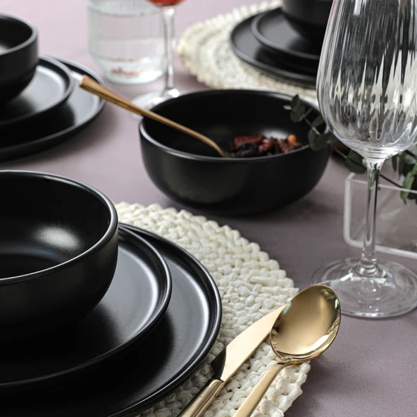 Keramika Nordic Mat Siyah Yemek Takımı 18 Parça 6 Kişilik 956 - 9