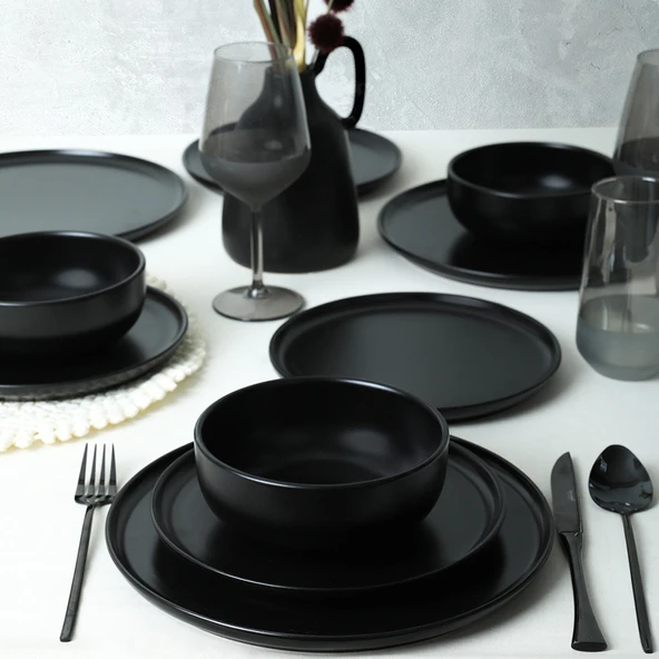 Keramika Nordic Mat Siyah Yemek Takımı 18 Parça 6 Kişilik 956 - 10