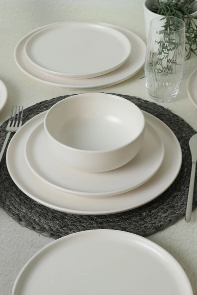 Keramika Nordic Mat Beyaz Yemek Takımı 18 Parça 6 Kişilik 022 - 5