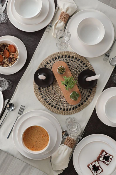 Keramika Nordic Mat Beyaz Yemek Takımı 18 Parça 6 Kişilik 022 - 8