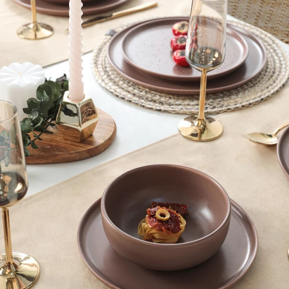 Keramika Nordic Mat Açık Taupe Yemek Takımı 18 Parça 6 Kişilik 958 - 6