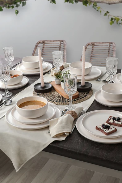 Keramika Nordic Mat Beyaz Yemek Takımı 18 Parça 6 Kişilik 022 - 7