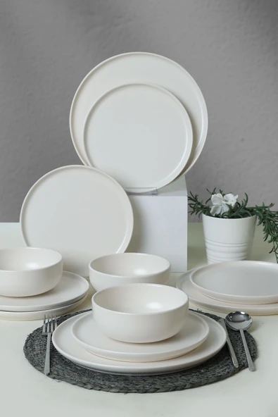 Keramika Nordic Mat Beyaz Yemek Takımı 18 Parça 6 Kişilik 022 - 6