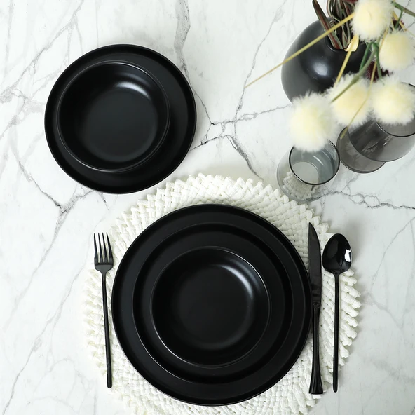 Keramika Nordic Mat Siyah Yemek Takımı 18 Parça 6 Kişilik 956 - 8
