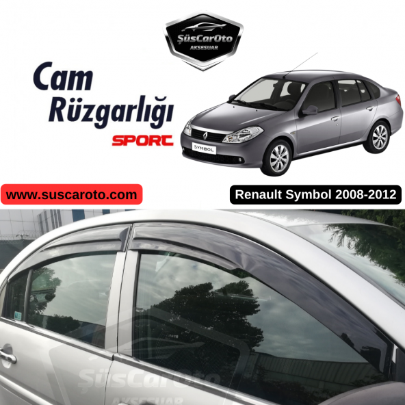 Renault Symbol 2008-2012 Uyumlu Mugen Cam Rüzgarlığı Seti Piano Black 4Lü İthal
