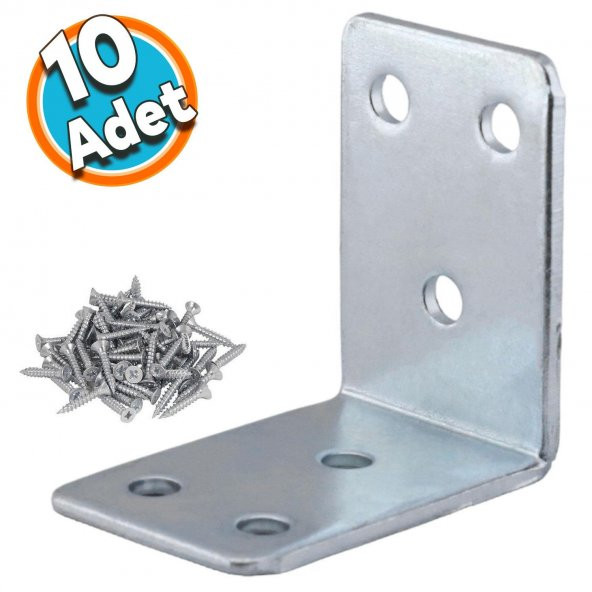 Mobilya Dolap Köşe Bağlantı Sabitleme L Demir Köşebent Gönye 45x45x30 mm (10 ADET)