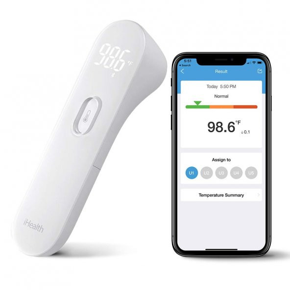 iHealth Led Göstergeli Temassız Dijital Ateş Ölçer Termometre - 2