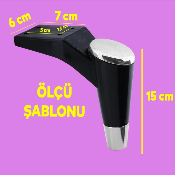 Maya Lüks Mobilya Kanepe Sehpa Tv Ünitesi Koltuk Ayağı 15 Cm Siyah Krom Baza Ayakları - 2