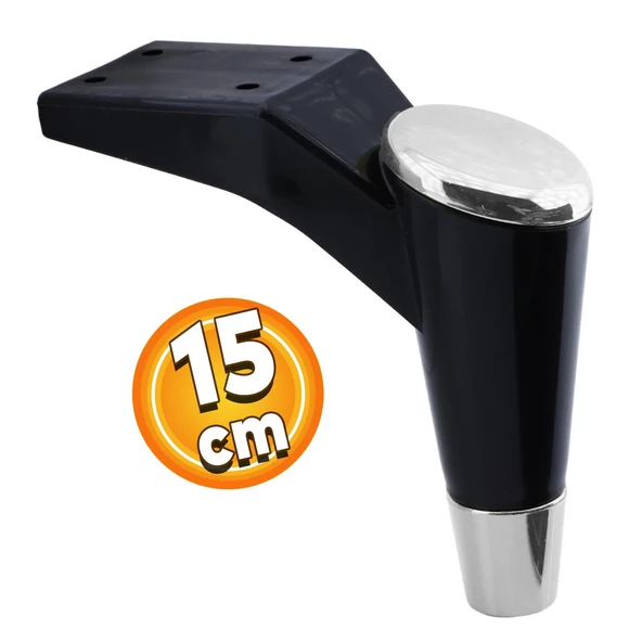 Maya Lüks Mobilya Kanepe Sehpa Tv Ünitesi Koltuk Ayağı 15 Cm Siyah Krom Baza Ayakları