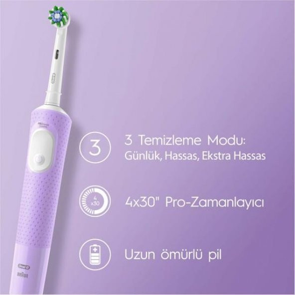 Oral-B D103 Vitality Pro Protect X Clean Şarjlı Lila Diş Fırçası - 2