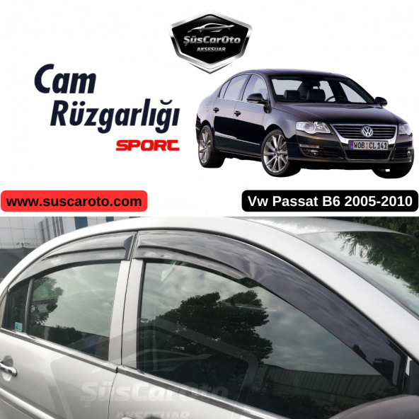 Vw Passat B6 2005-2010 Uyumlu Mugen Cam Rüzgarlığı Seti Piano Black 4lü İthal