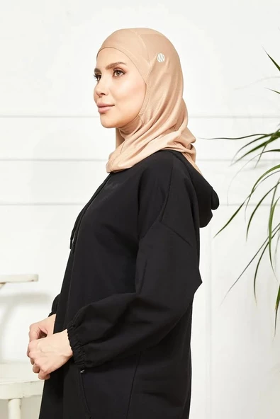 Vesla Hıjab Spor Kaydırmaz Bone, Başörtüsü 00887  KOYU BEJ - Resim 4