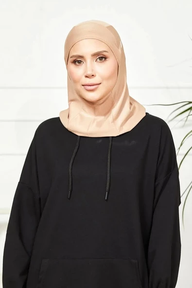 Vesla Hıjab Spor Kaydırmaz Bone, Başörtüsü 00887  KOYU BEJ - Resim 5