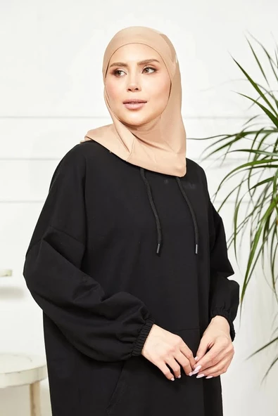 Vesla Hıjab Spor Kaydırmaz Bone, Başörtüsü 00887  KOYU BEJ - Resim 2