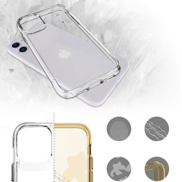 Apple iPhone 11 Kılıf Zore Şeffaf Ultra İnce Airbag Tasarımlı Okka Kapak  Renksiz - 8